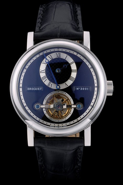 Breguet Clasique Complica ii Case din o el inoxidabil Black Piele